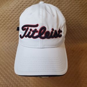 Titleist Footjoy Golf Hat Cap Pro V1 White Red Black Adjustable Strap Back Adult